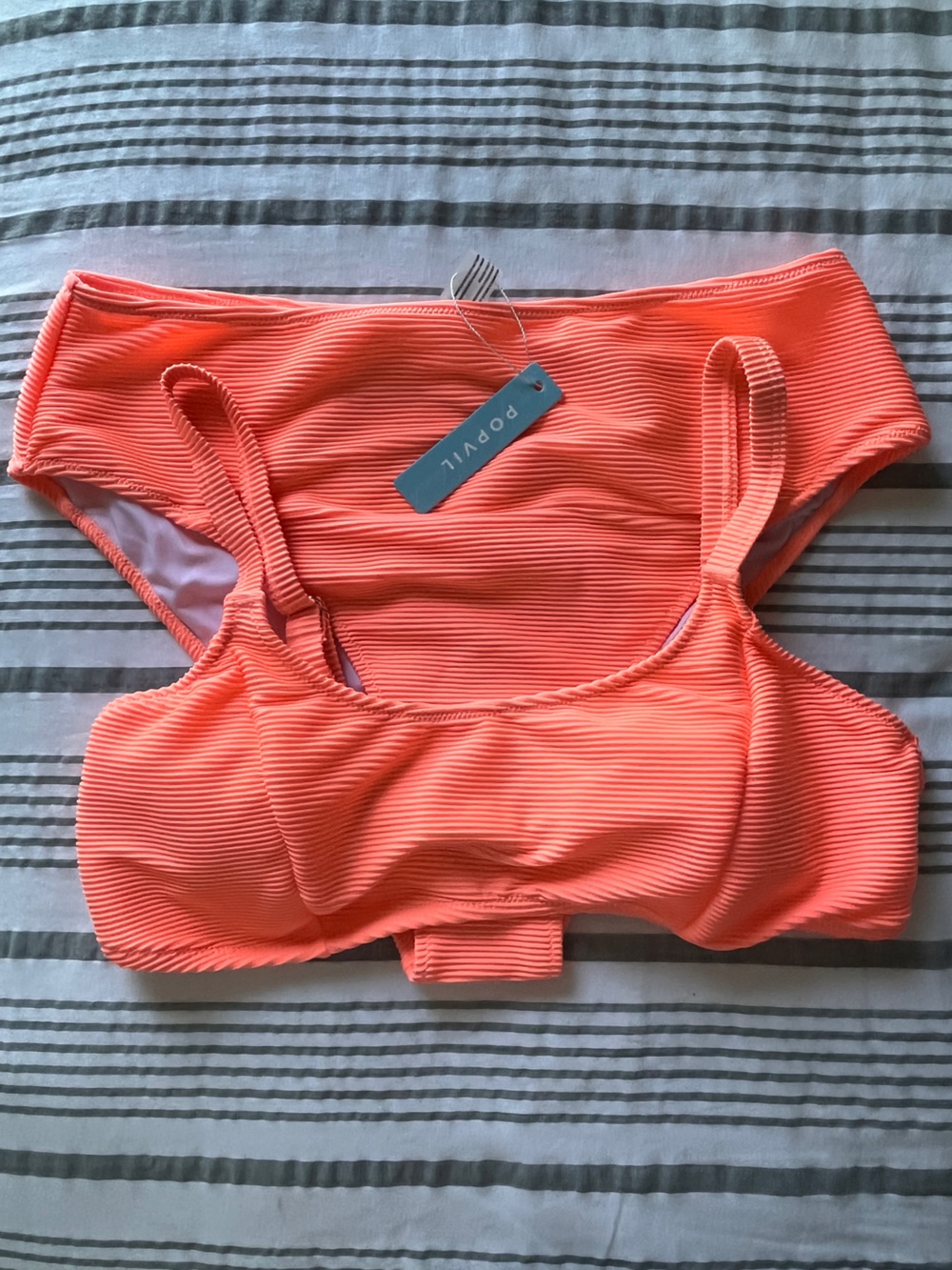 Popvil Coral Ribbed Bikini Set